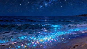 夜晚荧光大海