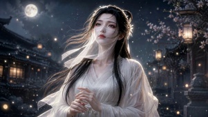 月夜古风白衣女神