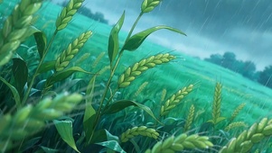 雨天稻田