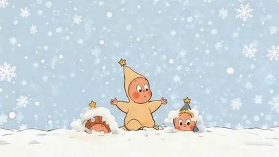 冬天玩雪的星星人