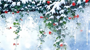 雪景树木景色双屏