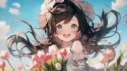 郁金香动漫插画女孩