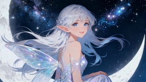 星空下的银发精灵少女