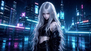 冷酷的银发美女