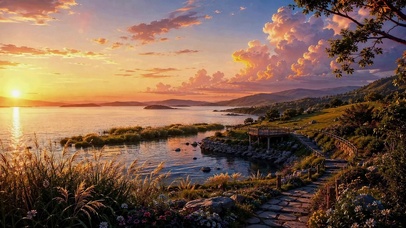 落日湖畔治愈风景
