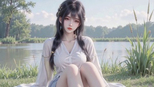 畔边的白衫少女