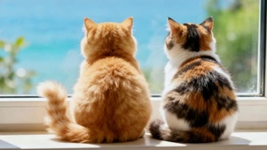 窗边两只可爱猫咪