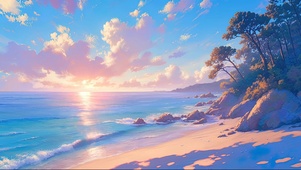 落日静谧海岛