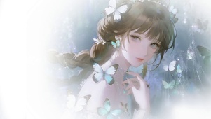 雾白蓝蝶少女