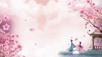 粉色桃花七夕情人节