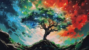 油画梦境中的神树
