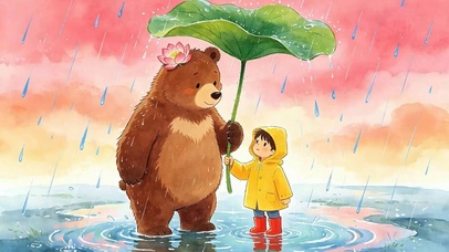 雨天男孩与萌宠