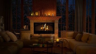 壁炉客厅窗户上的雨