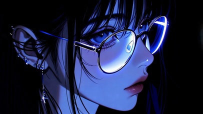 赛博蓝调眼镜二次元美少女