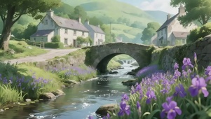 清新阳光河岸小镇