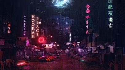 赛博朋克城市夜景