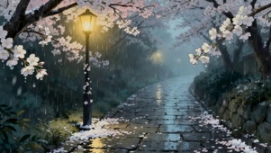 雨天的樱花小路