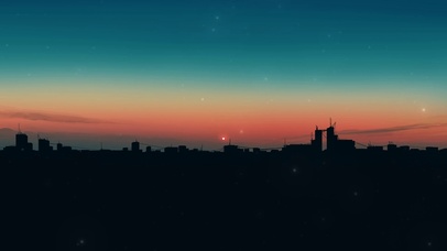 傍晚夕阳下火烧云星空