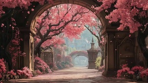 春日校园唯美落花小径