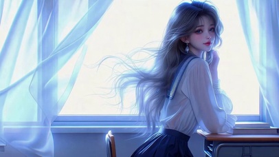 窗边微光长发jk美少女