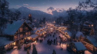 温馨圣诞冬日小镇集市