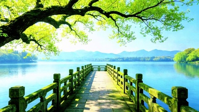 江南湖景石桥