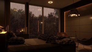 雨天在森林里的酒店卧室