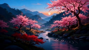 樱花江南黄昏