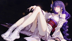 紫发和风二次元美少女