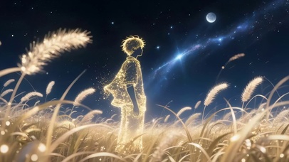 荧光狗尾巴草男孩