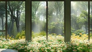 窗外护眼绿景树木带鱼屏