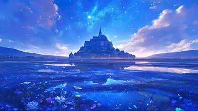 静谧梦幻清晨古堡