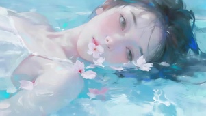 水面花瓣女孩