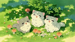 青草地可爱治愈小猫咪