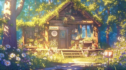 清新阳光森林木屋