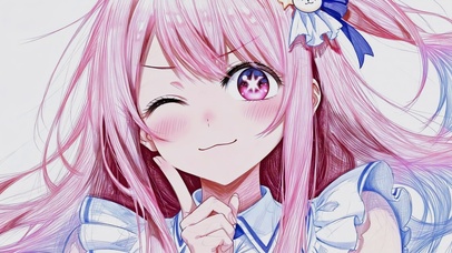 粉发眨眼二次元美少女