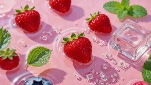 小清新冰块草莓