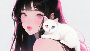 女孩与猫咪