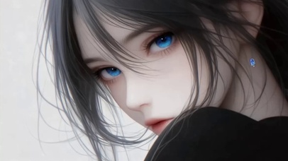 黑发蓝眼少女