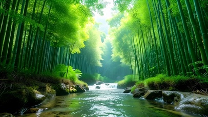 绿色护眼溪流山水