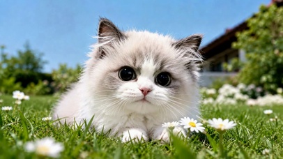 软萌可爱草地布偶小猫