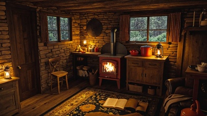 【雨景】温暖的林中小屋