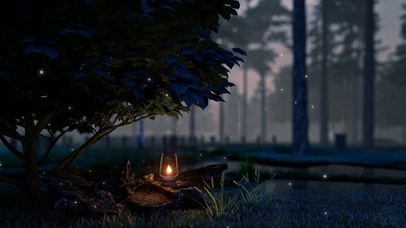 雨夜森林萤火虫氛围