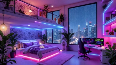雨夜霓虹房间