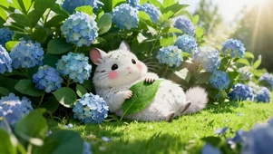 绣球花下的暖阳