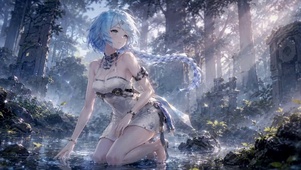 林间水影少女