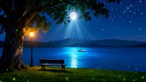 夜景树木海景双屏