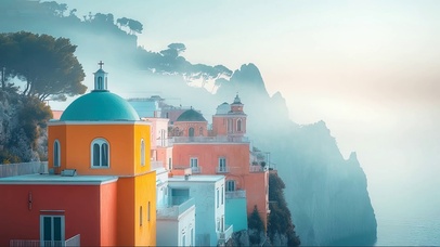 云雾山顶彩色建筑