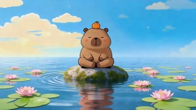 荷间悠闲小水豚