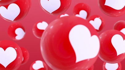 4K 高清 红色掉落爱心球